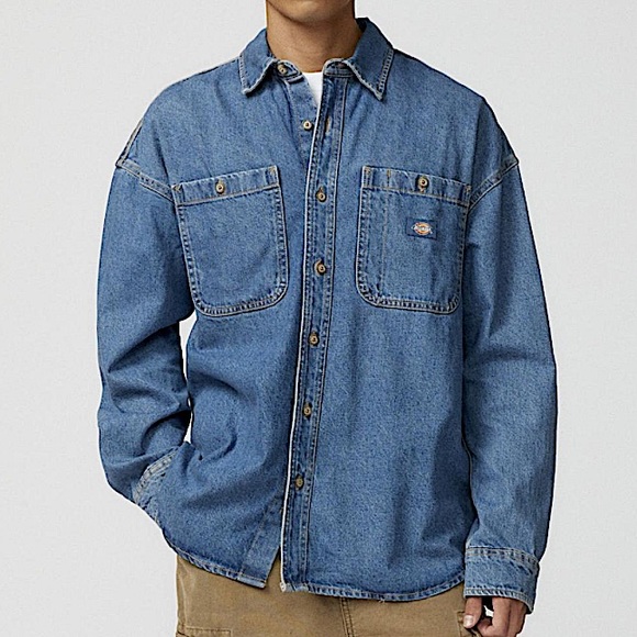 Dickies Heavyweight Relaxed Denim Long Sleeve Denim Shirt - Picture 1 of 8